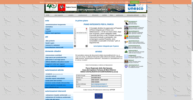 Security scan screenshot of https://www.parcapuane.toscana.it/