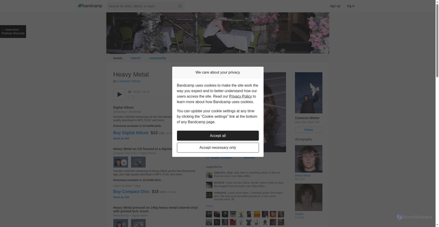 Security scan screenshot of https://cameronwinter.bandcamp.com/album/heavy-metal