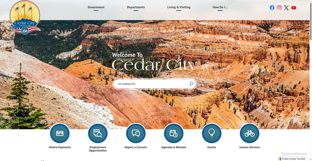 Security scan screenshot of https://cedarcityut.gov/