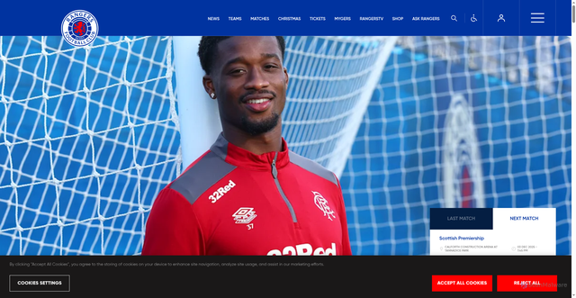 Security scan screenshot of https://www.rangers.co.uk/