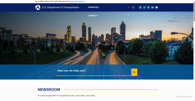 Security scan screenshot of https://www.transportation.gov