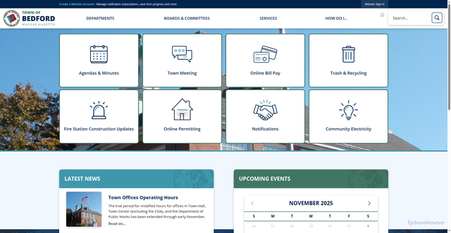 Security scan screenshot of https://bedfordma.gov/