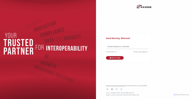 Security scan screenshot of https://dde.axxessweb.com