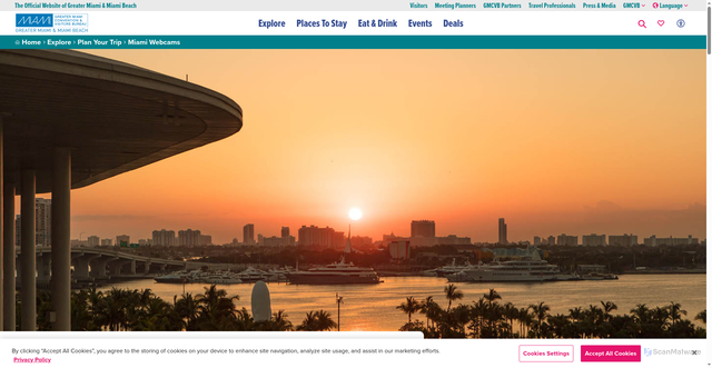 Security scan screenshot of https://www.miamiandbeaches.com/plan-your-trip/miami-webcams