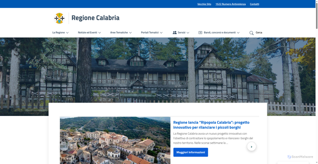 Security scan screenshot of https://www.regione.calabria.it