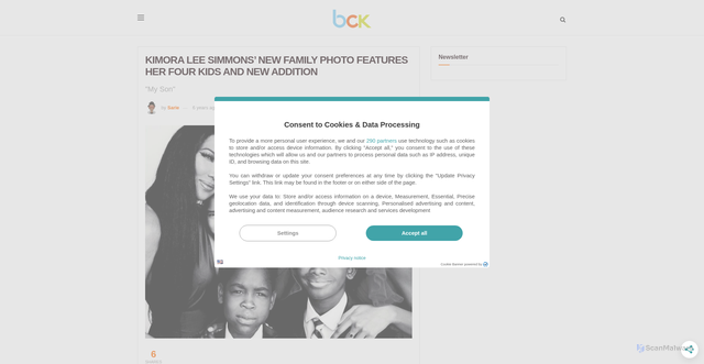 Security scan screenshot of https://bckonline.com/2020/01/09/kimora-lee-simmons-new-family-photo-features-her-four-kids-and-adopted-son/