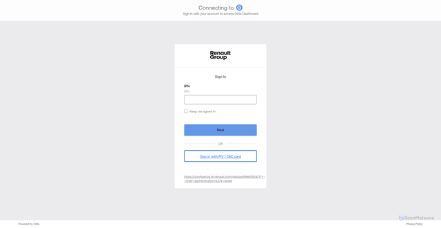 Security scan screenshot of https://renault.mtls.okta.com