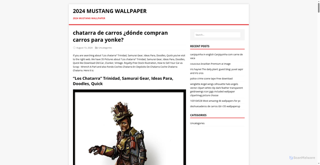 Security scan screenshot of https://2024mustangwallpaper.pages.dev/post/chatarra-de-carros/