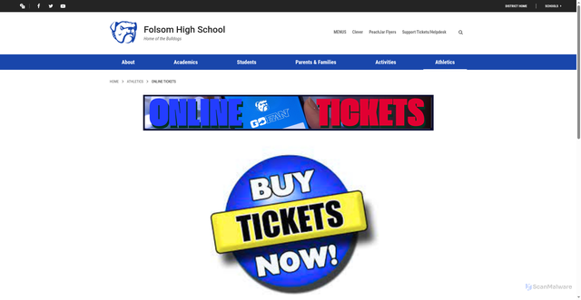 Security scan screenshot of https://fhs.fcusd.org/athletics/advance-ticket-purchase-home-games-only