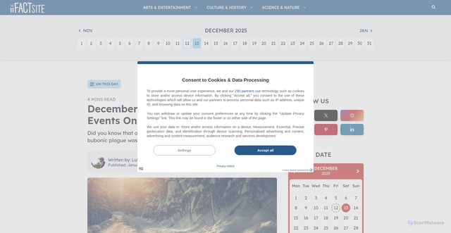 Security scan screenshot of https://www.thefactsite.com/day/december-12/