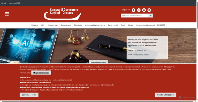 Security scan screenshot of https://www.caor.camcom.it/