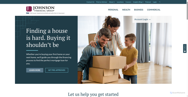 Security scan screenshot of https://www.johnsonfinancialgroup.com/
