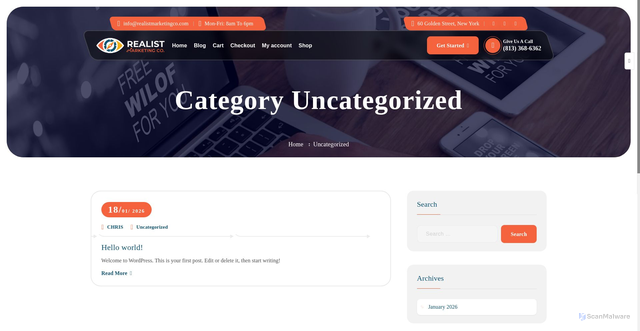 Security scan screenshot of https://realistmarketingco.com/category/uncategorized/