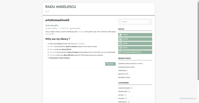 Security scan screenshot of https://hugo-raduangelescu.pages.dev/tags/artisticmachine42/