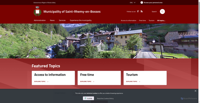 Security scan screenshot of https://www.comune.saintrhemyenbosses.ao.it/it-it/home