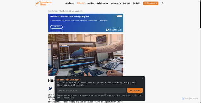 Security scan screenshot of https://www.investeramera.se/nyheter/haender-pa-boersen-vecka-11-26?utm_source=newsletter&utm_medium=email&utm_campaign=veckans_analys_redo_foer_marginalresa&utm_term=2026-03-09