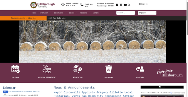 Security scan screenshot of https://hillsboroughnj.gov/