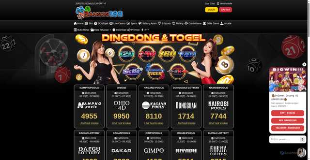 Security scan screenshot of https://stealthbansos188.com/desktop/game/ddtogel/togel