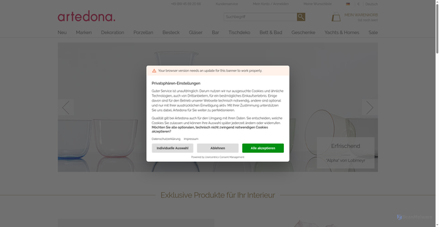 Security scan screenshot of https://artedona.com