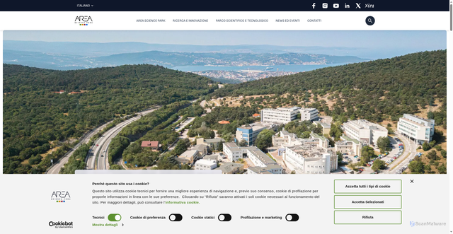Security scan screenshot of https://www.areasciencepark.it