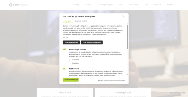 Security scan screenshot of https://fotofabriken.se