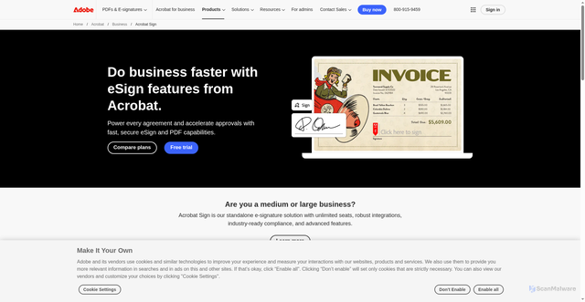 Security scan screenshot of https://secure.echosign.com/