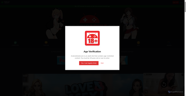 Security scan screenshot of https://androidadult.com