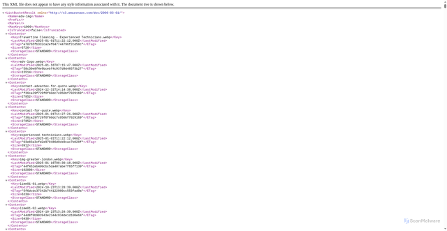 Security scan screenshot of https://adv-img.s3.us-east-1.amazonaws.com