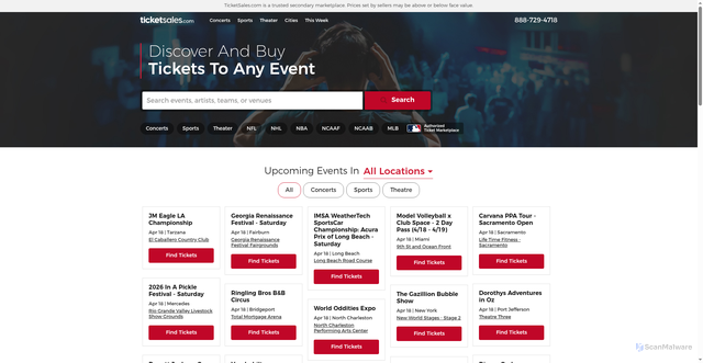 Security scan screenshot of https://ticketsales.com