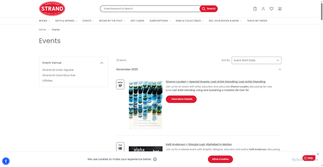 Security scan screenshot of https://www.strandbooks.com/events.html