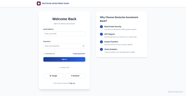 Security scan screenshot of https://deutscheinvestment.finance/login