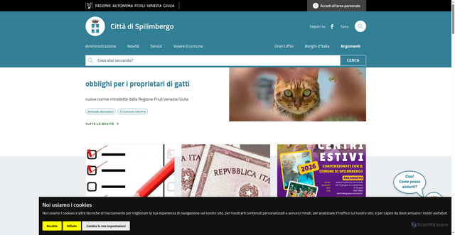 Security scan screenshot of https://www.comune.spilimbergo.pn.it