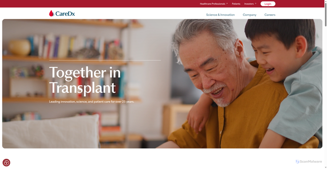 Security scan screenshot of https://caredx.com