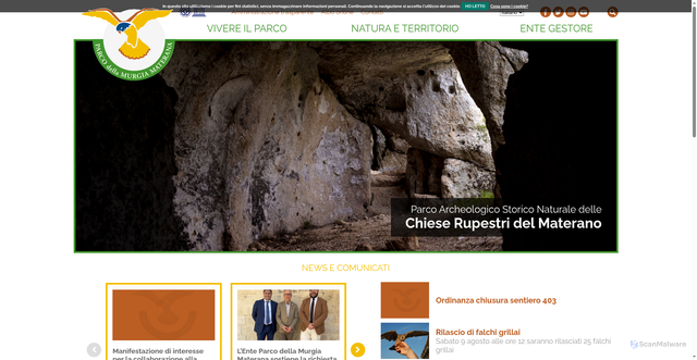 Security scan screenshot of https://www.parcomurgia.it/