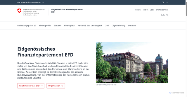 Security scan screenshot of https://www.efd.admin.ch/de