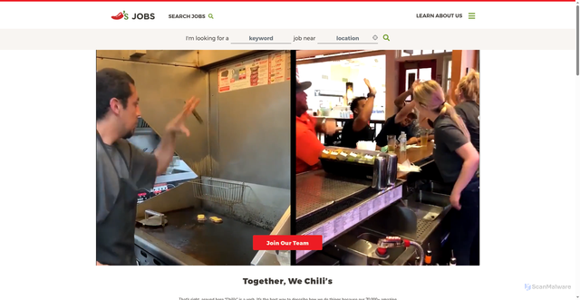 Security scan screenshot of https://www.chilisjobs.com/