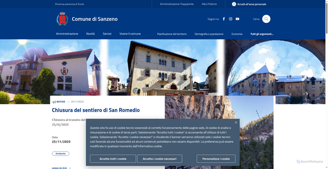 Security scan screenshot of https://www.comune.sanzeno.tn.it/