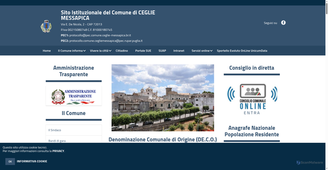 Security scan screenshot of https://www.comune.ceglie-messapica.br.it/hh/index.php