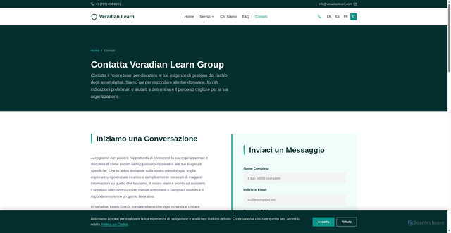 Security scan screenshot of https://veradianlearn.com/it/contact.html