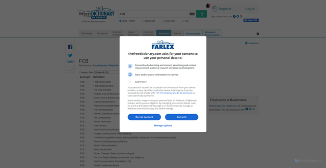 Security scan screenshot of https://acronyms.thefreedictionary.com/FCB