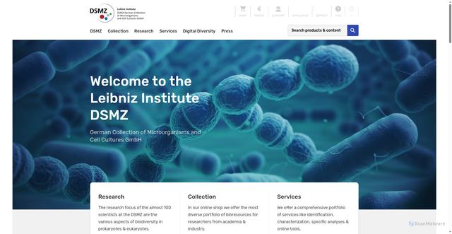 Security scan screenshot of https://www.dsmz.de/