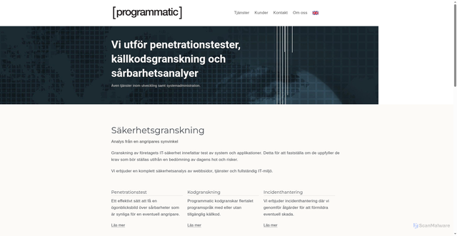 Security scan screenshot of https://programmatic.se