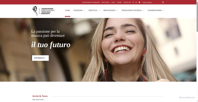 Security scan screenshot of https://www.conservatorio.bn.it/