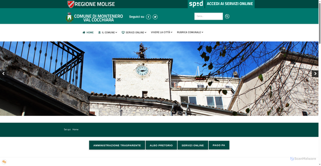 Security scan screenshot of https://www.comune.montenerovalcocchiara.is.it/