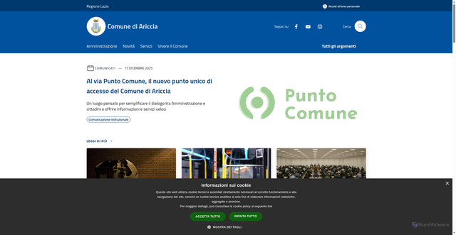 Security scan screenshot of https://www.comune.ariccia.rm.it/it