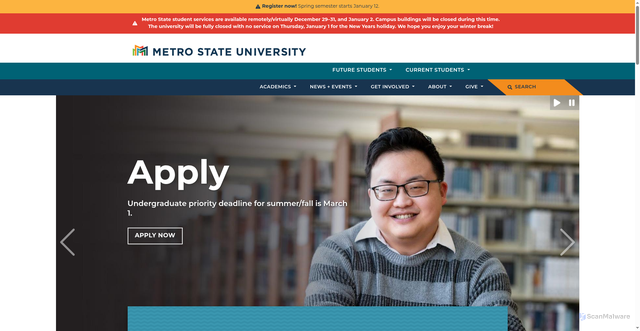 Security scan screenshot of https://www.metrostate.edu/
