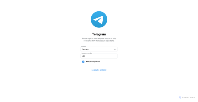 Security scan screenshot of t.me