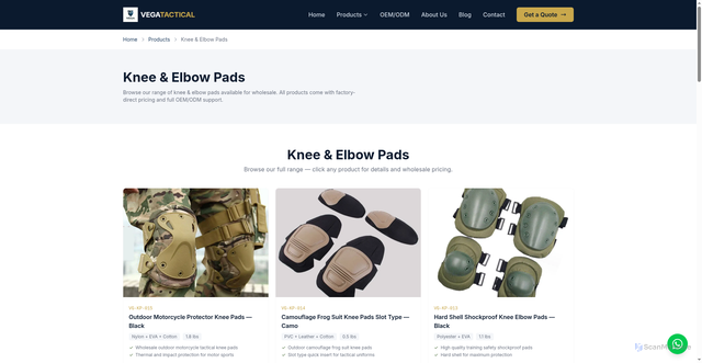 Security scan screenshot of https://vegatactical.pages.dev/products/tactical-gloves-protection/knee-elbow-pads/