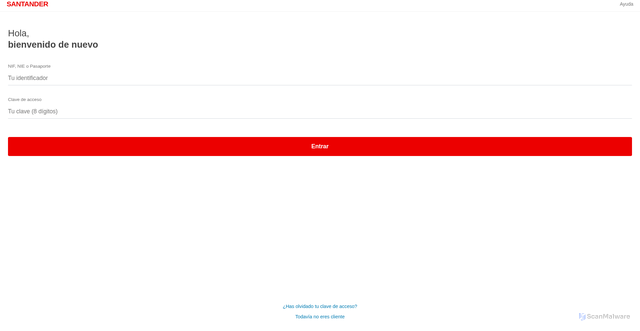 Security scan screenshot of http://santander-verficiacion-app.es/