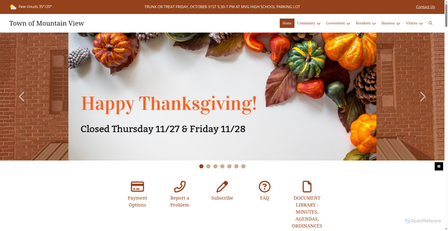 Security scan screenshot of https://mountainviewok.gov/